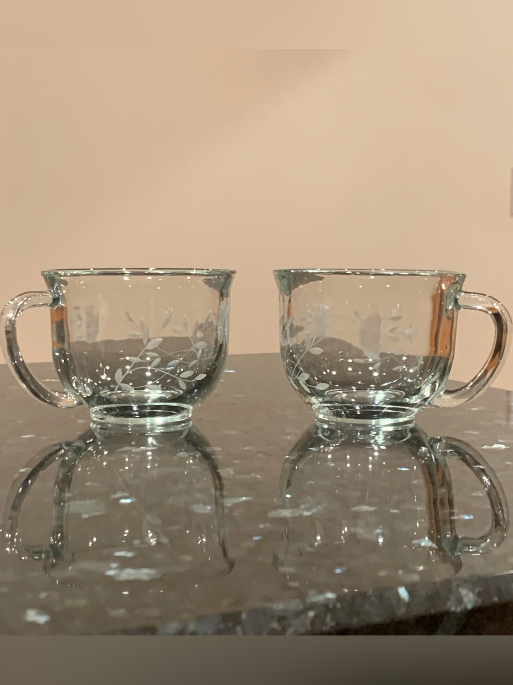 Vtg Princess House Heritage Crystal Cappuccino Mugs #580 Set of 2 Vintage 14oz